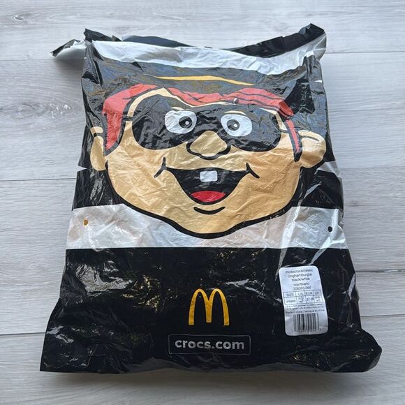 Crocs McDonald's X Classic Clog Hamburgular Blk/Whte/Yellow M5 W7 NWT in packag - Picture 7 of 11